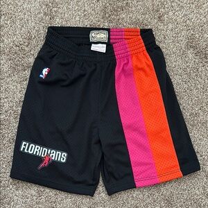Mitchell & Ness Black, Pink, and Orange Athletic Shorts (Miami Heat Floridians)